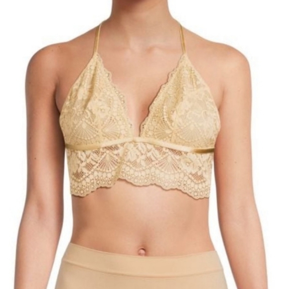Free People Lace Halter Bralette in Cream Size Large - Picture 1 of 3
